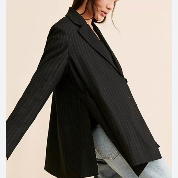 new WE THE FREE free people pinstriped kira trapeze blazer s small m - Picture 1 of 3